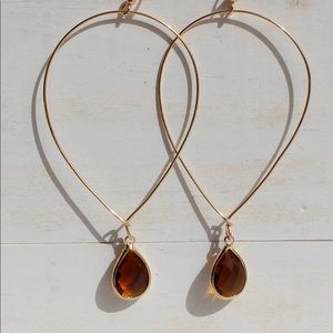 Amber and Gold Lightweight Gem Dangle Earrings